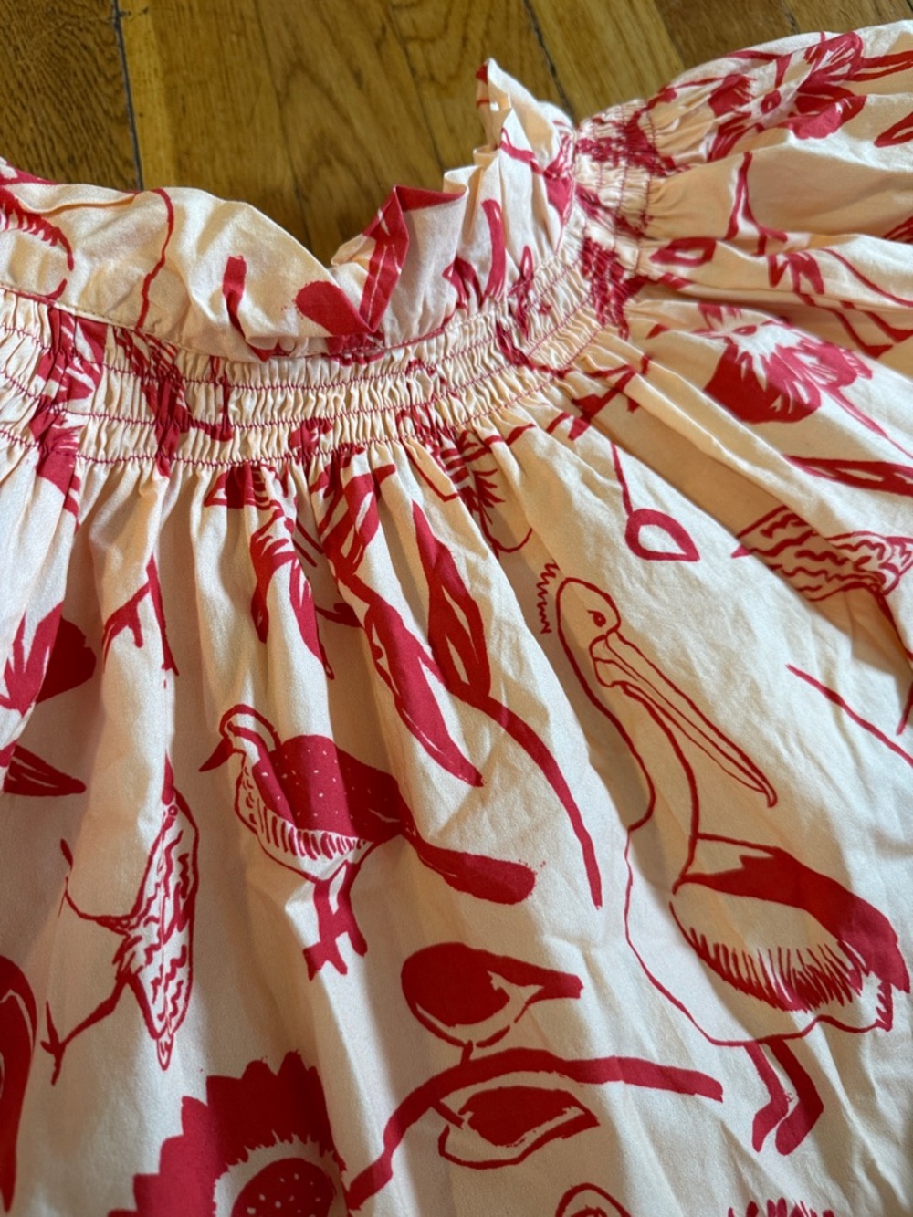 Oliphant Pink and Red Flamingo Print Blouse - Picture 5 of 6